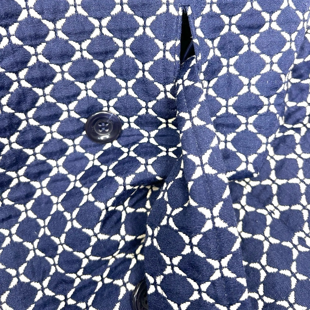 Liz Claiborne navy and white large geometric print ss jacket with pockets - Picture 9 of 10